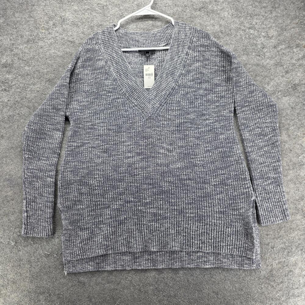 Lane Bryant Sweater Pullover Womens 14/16 Gray V-Neck Chunky-Knit Oversized